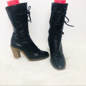 Renzoni Black leather boots zip up‎  w/heel…